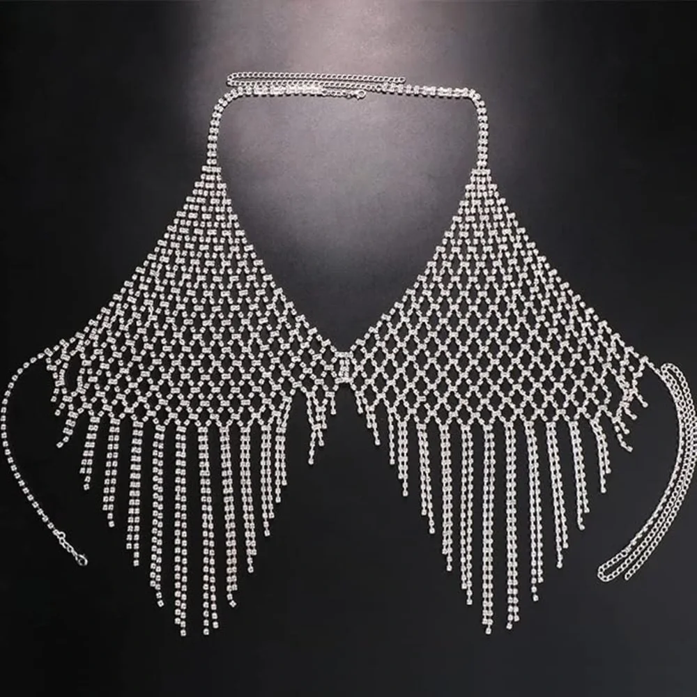 New Rhinestone Bra Top Body Chain Bikini Accent - Picture 16 of 16